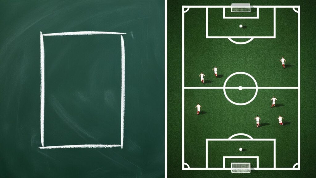 immagine che compara un rettangolo a un campo da calcio